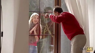 OLD4K. Beautiful gal successes doting old stranger with awesome sex